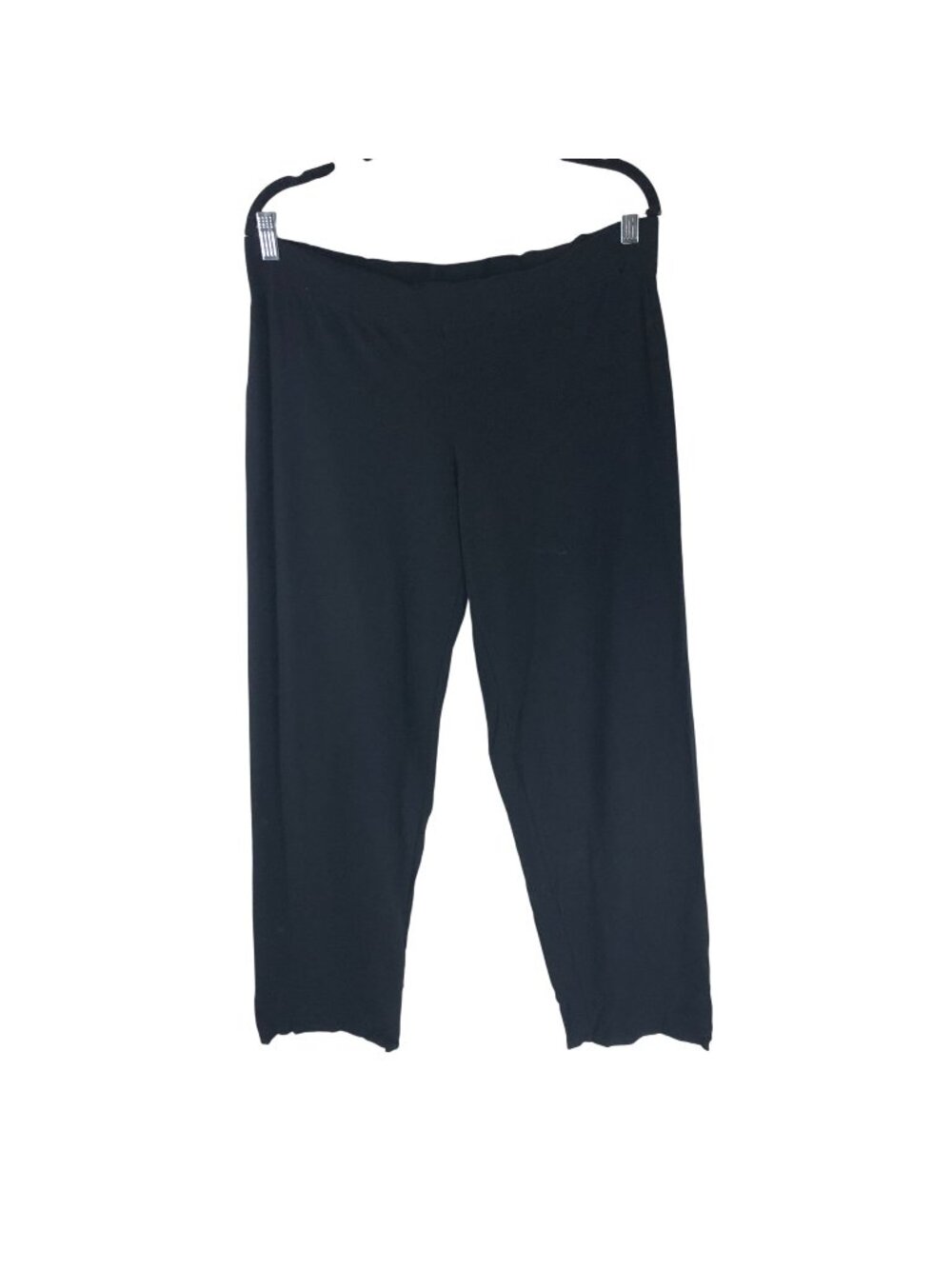 Eileen Fisher Womens Black Stretch Pants M Viscose Blend Straight Leg Pull On